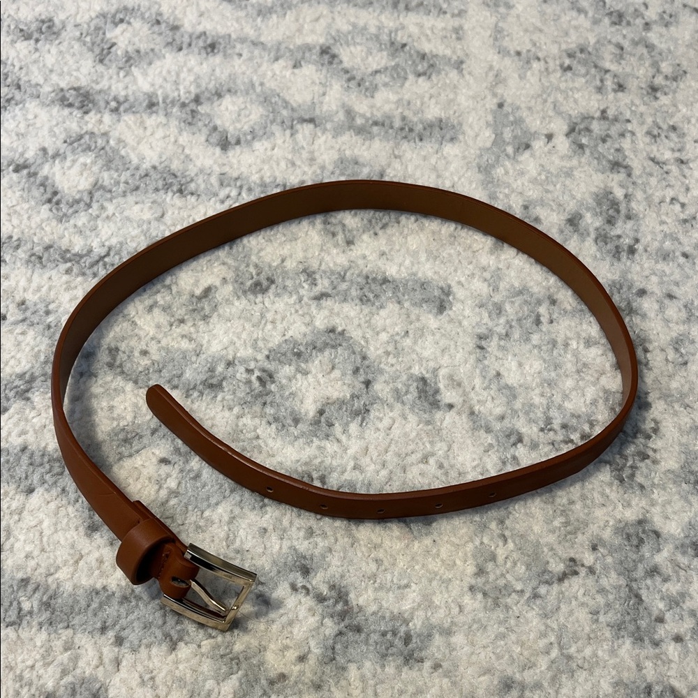 Tommy Hilfiger Tan Leather Belt with Silver Buckle